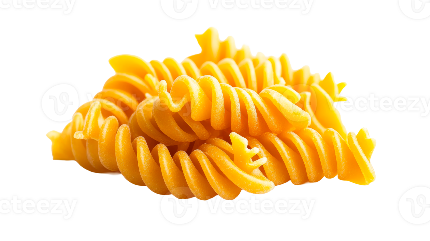 Heap of fusilli pasta, spiral shape, durum wheat, food ingredient, cut out transparent png