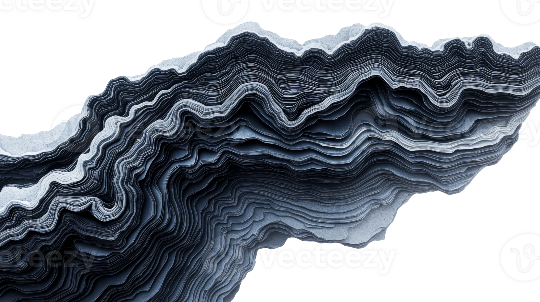 Abstract layers topography, landscape illustration, 3D rendering, cut out transparent png