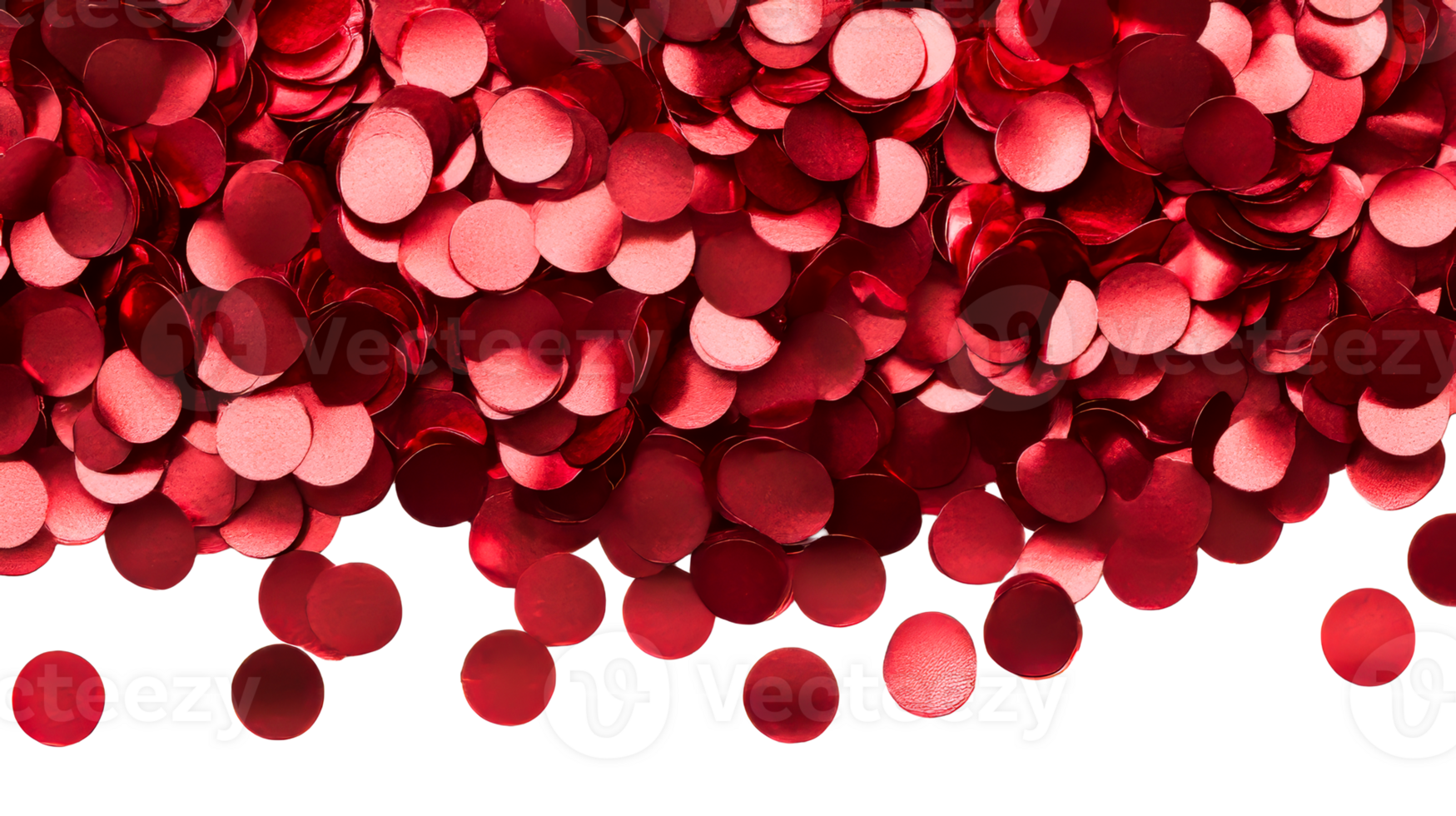 Red confetti background, falling decorations, celebration mood, cut out transparent png