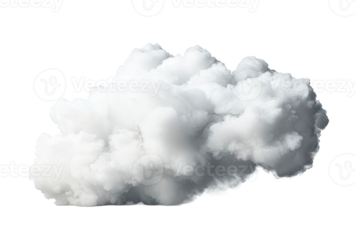 Fluffy cloud with realistic volume and shadows, cut out transparent png