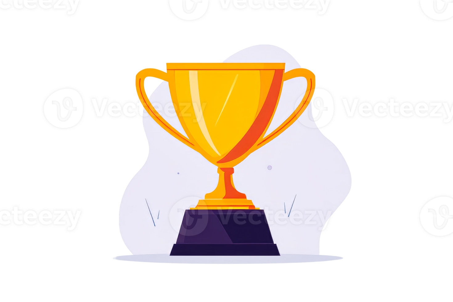 Golden trophy cup design, isolated on background, for success, cut out transparent png