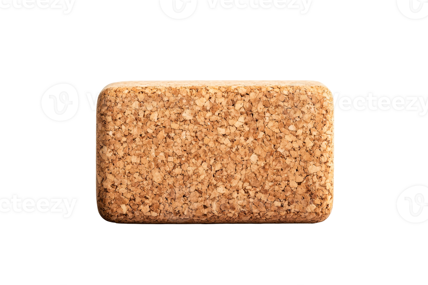 Rectangular block of cork, texture and unique natural pattern, cut out transparent png