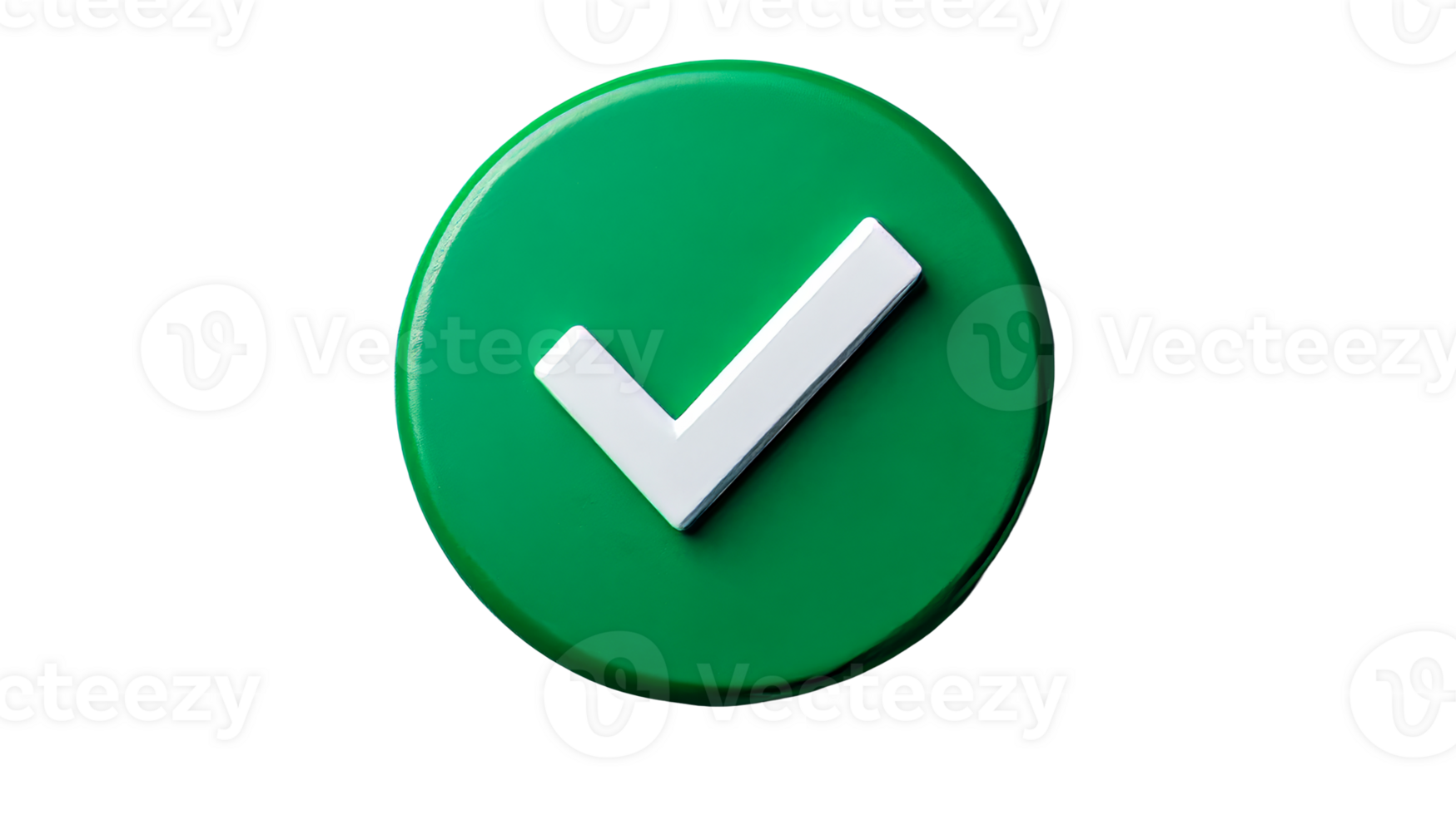Approve icon on button, accept sign render, validation choice, cut out transparent png