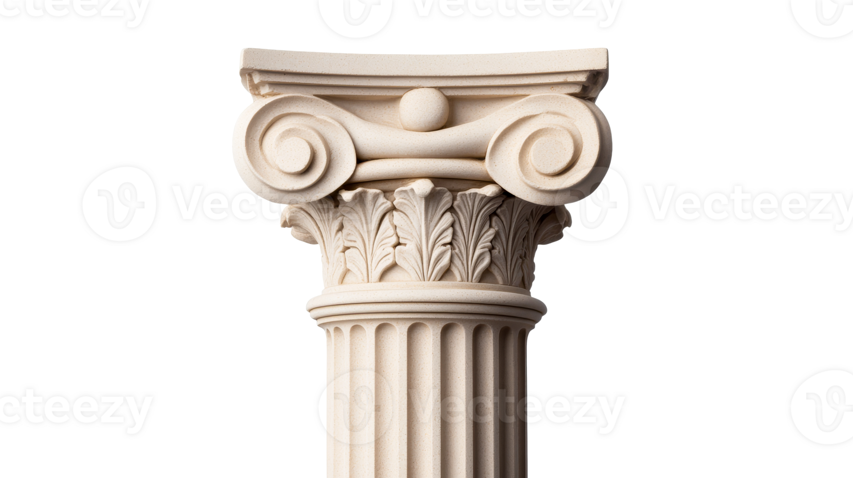 Marble column architectural detail, cut out transparent png
