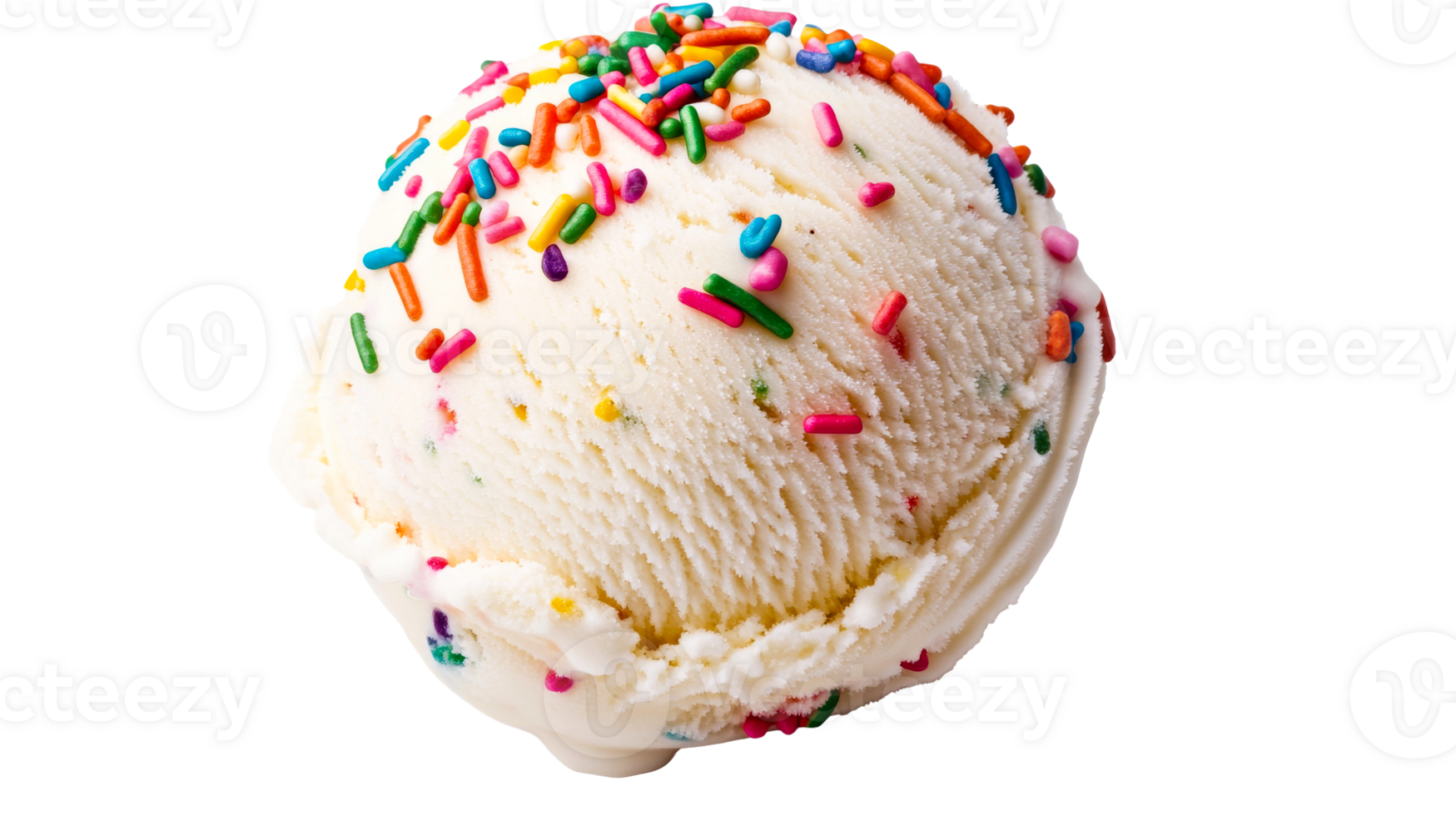 A scoop of ice cream with sprinkles, cut out transparent png