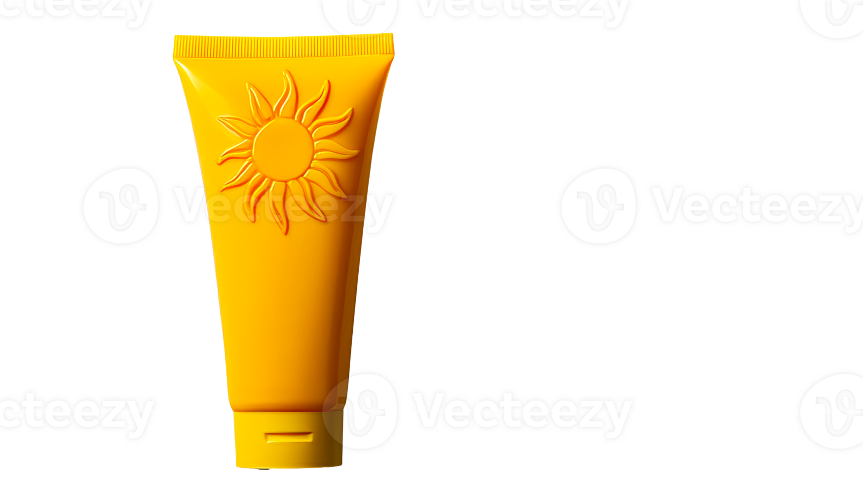 Sunscreen tube with sun design, isolated background, cut out transparent png