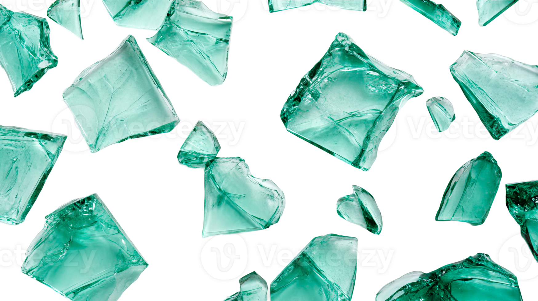Crystal-like gems floating on black, creating an artistic pattern , cut out transparent png