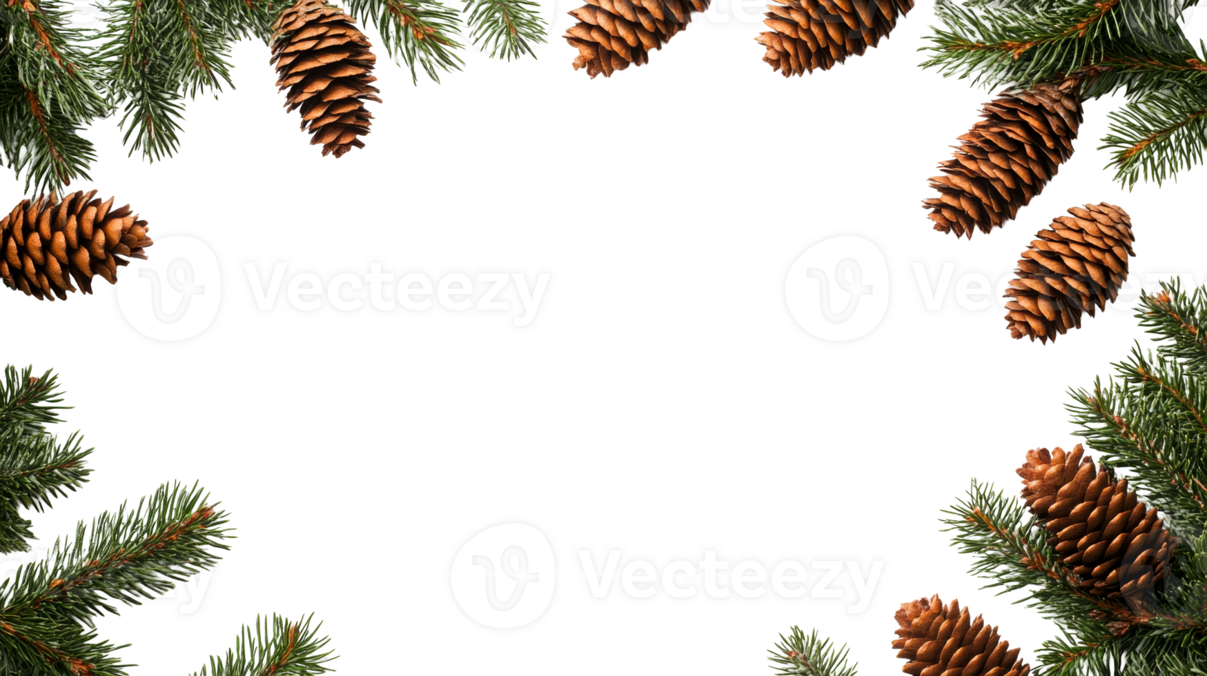 Pine branch with cones on black background for design, cut out transparent png