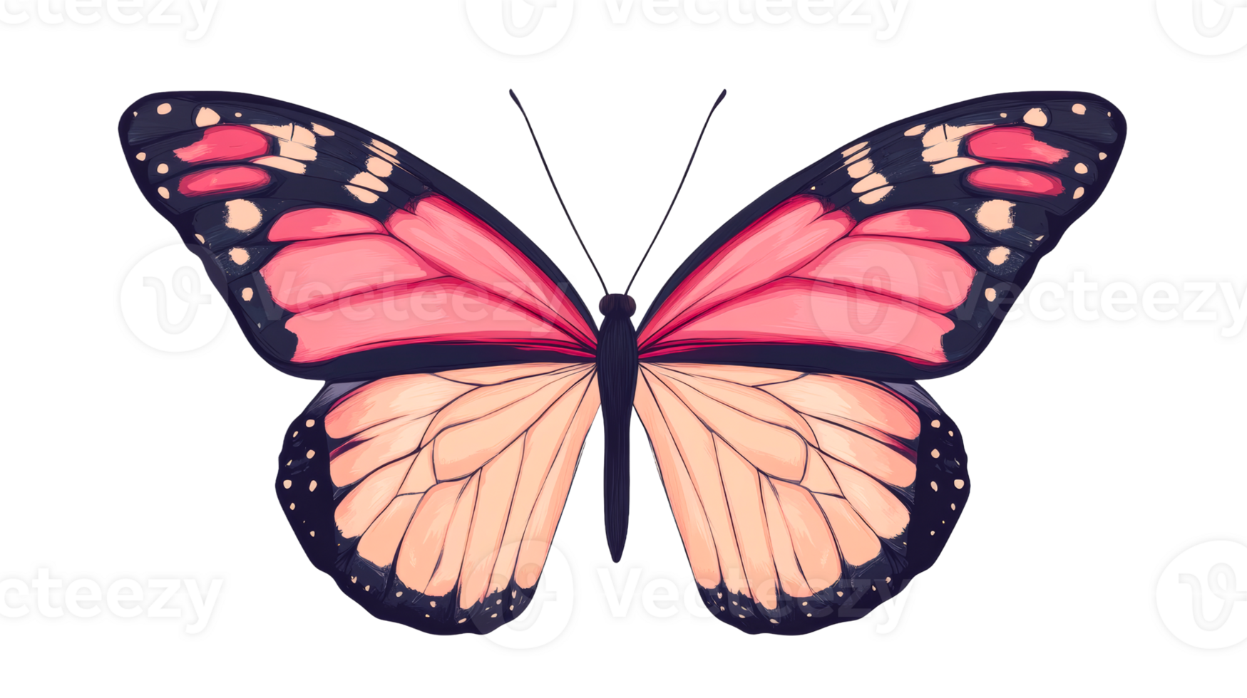Butterfly with pink and tan wings, nature insect wildlife, cut out transparent png