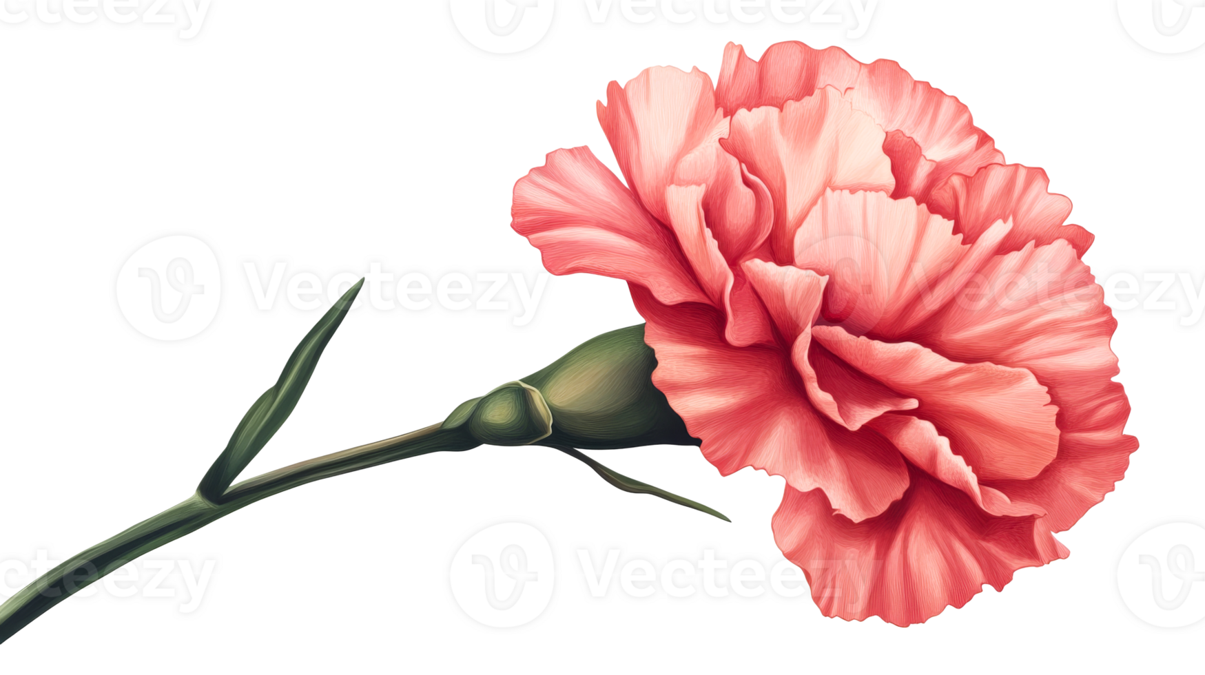 Carnation flower with delicate petals, close-up botanical , cut out transparent png
