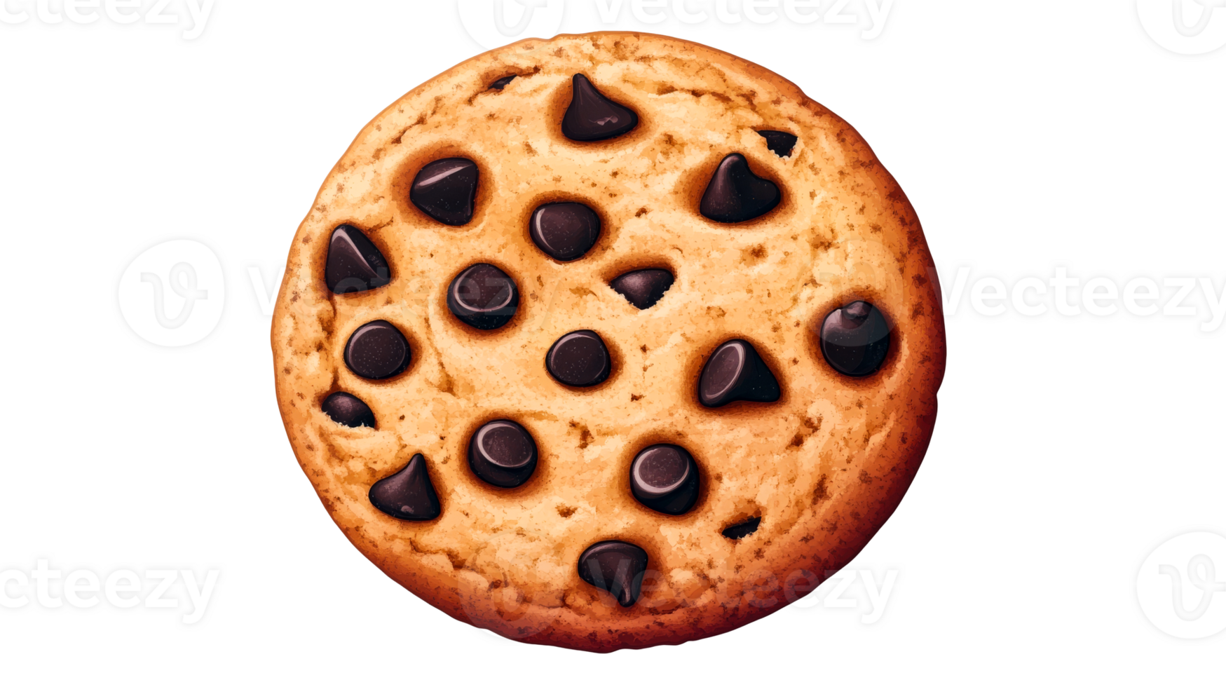 Chocolate chip cookie, dessert baked, tasty treat, close-up view, cut out transparent png