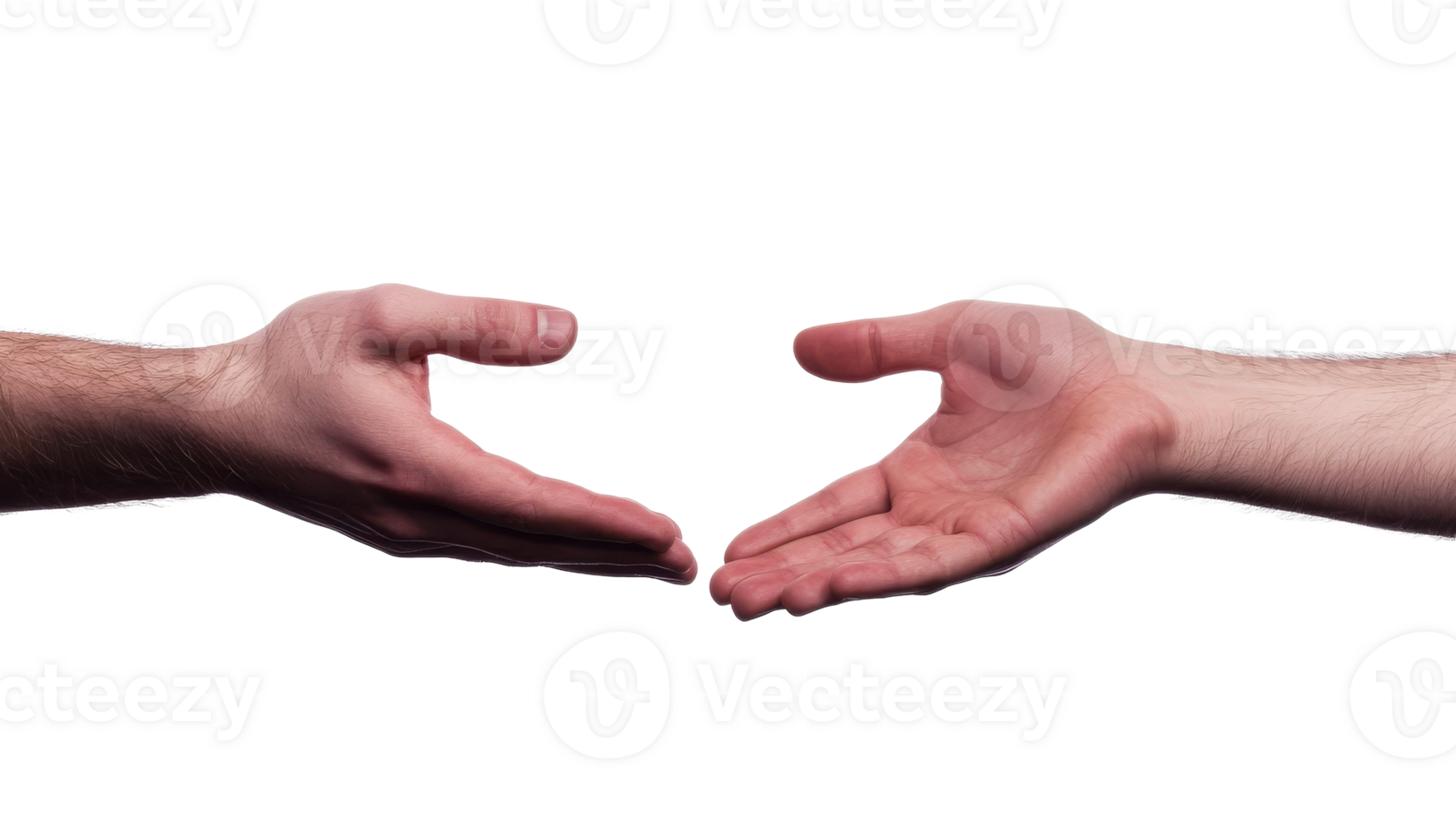 Two hands stretch to each other, gesture help, reaching hand, cut out transparent png
