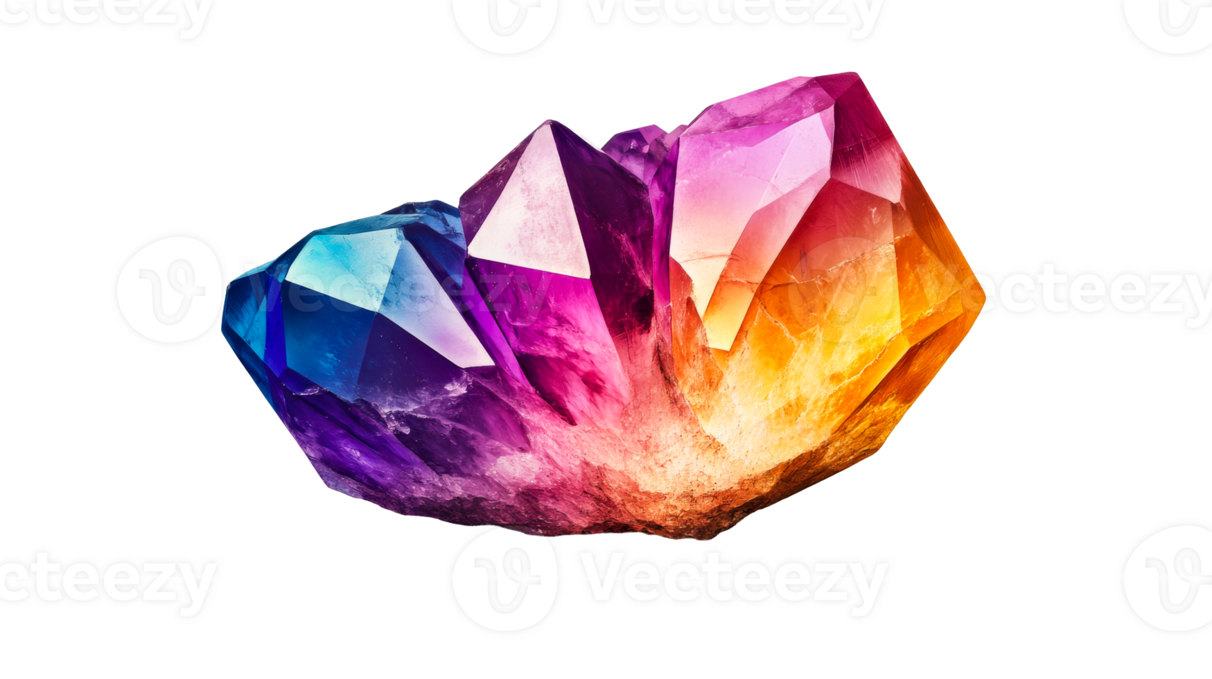 Colorful crystal cluster, gem stone art, mineral specimen, cut out transparent png