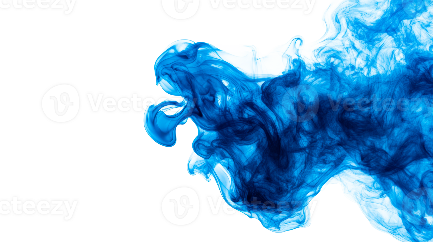 Blue ink swirling abstract form, artistic creation, liquid design, cut out transparent png