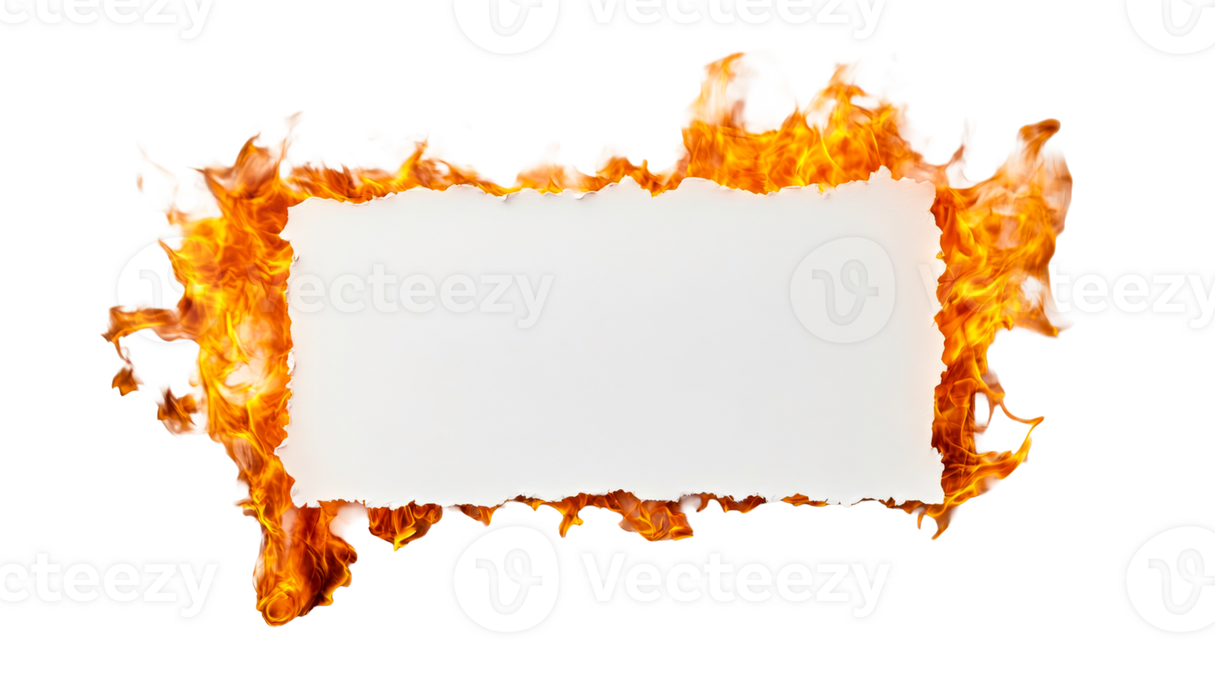 Blank paper with fire frame, burning border, design element, cut out transparent png