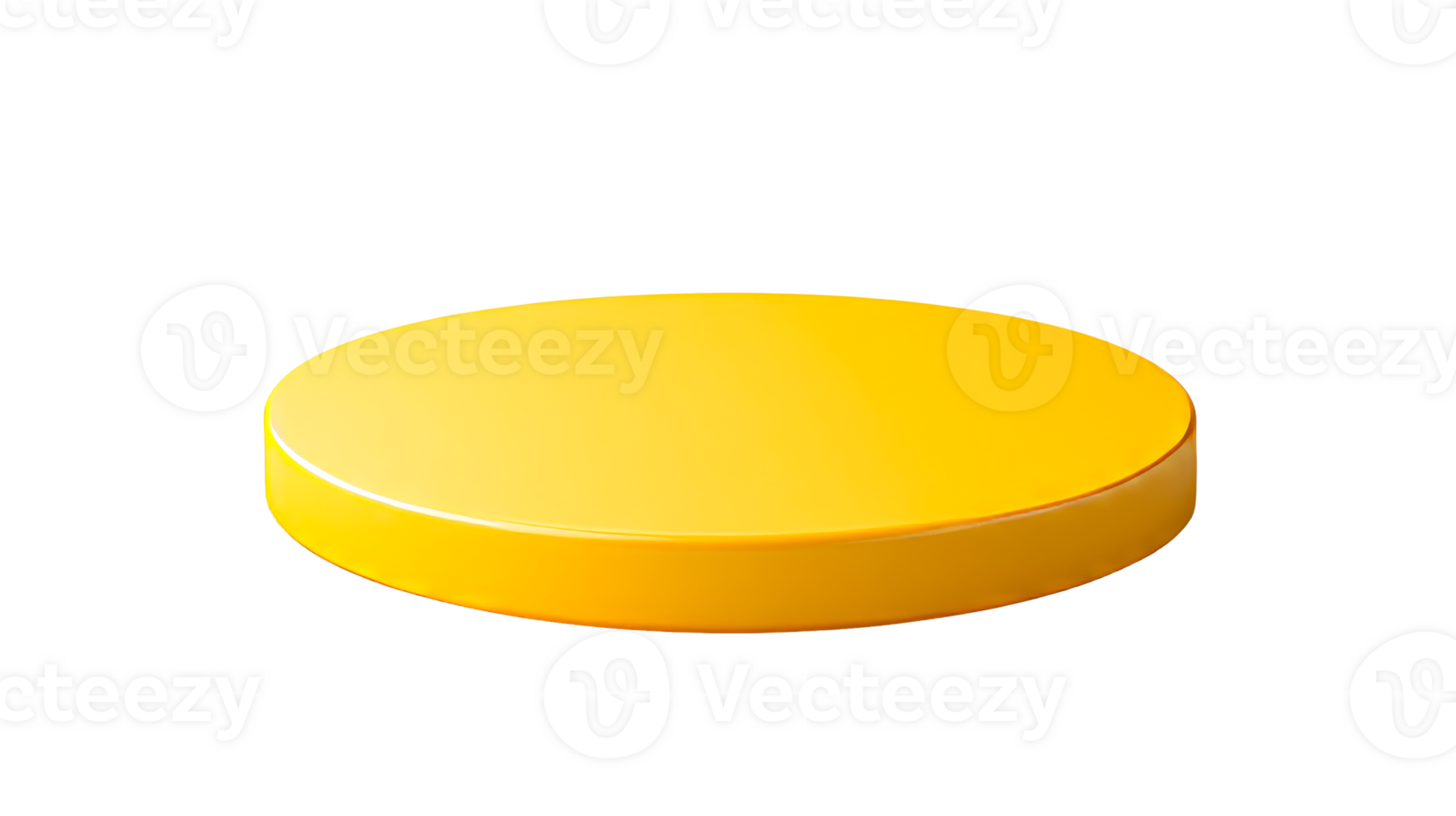 Yellow rounded platform with soft lighting, cut out transparent png