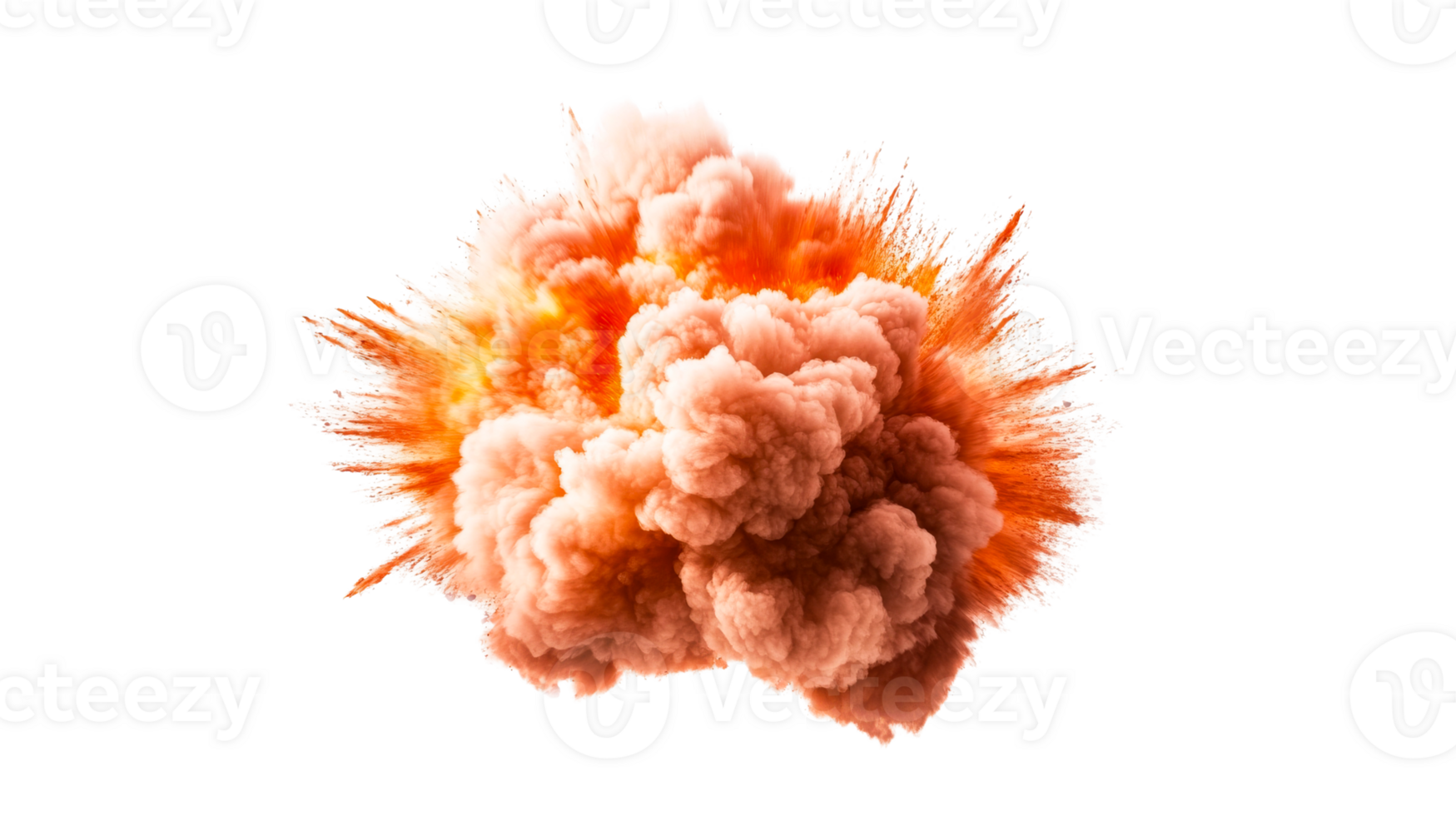 Orange cloud of smoke, explosion, blast with fire sparks