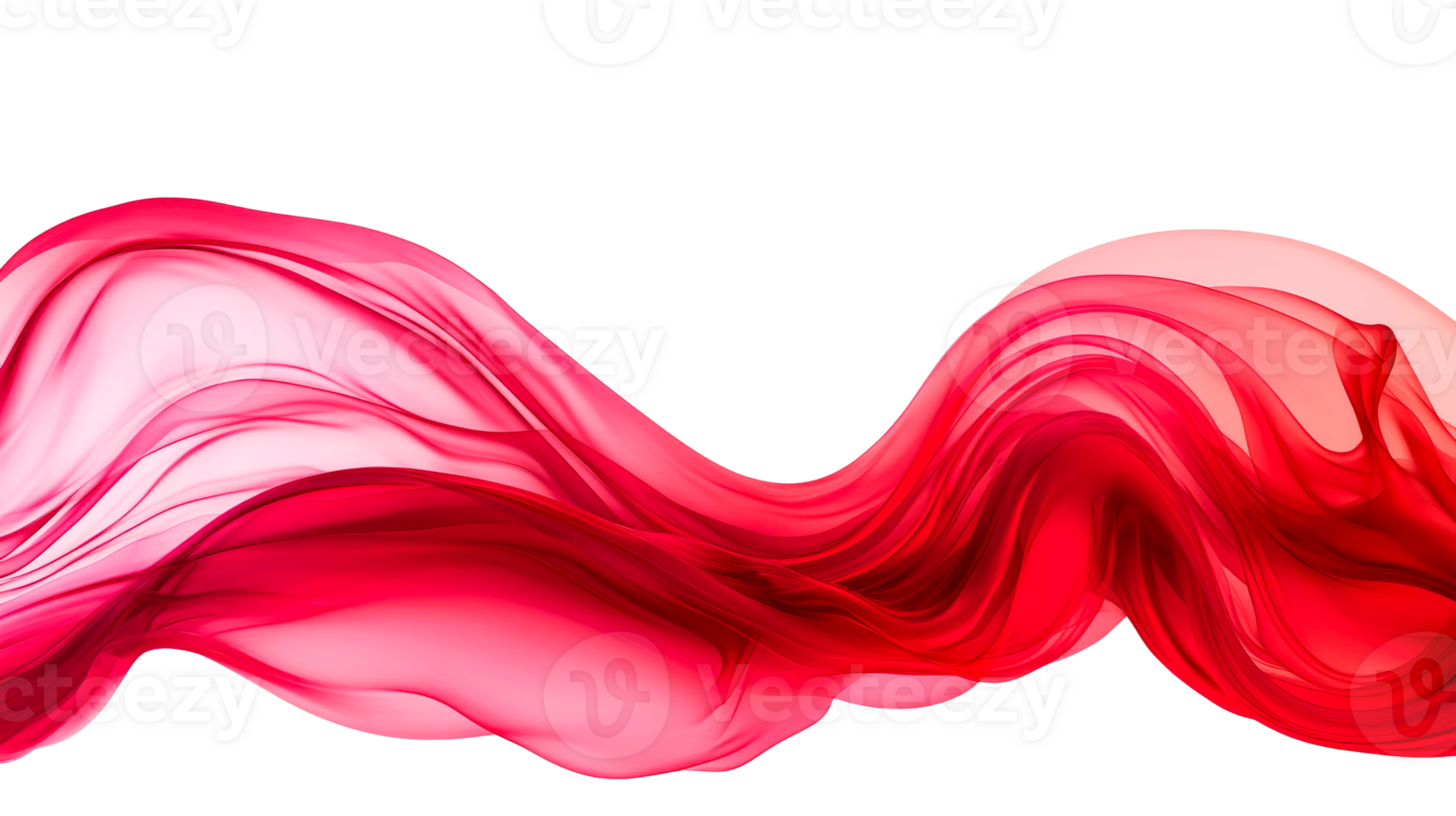 Red fabric flowing in a dynamic shape, smooth silk texture, cut out transparent png