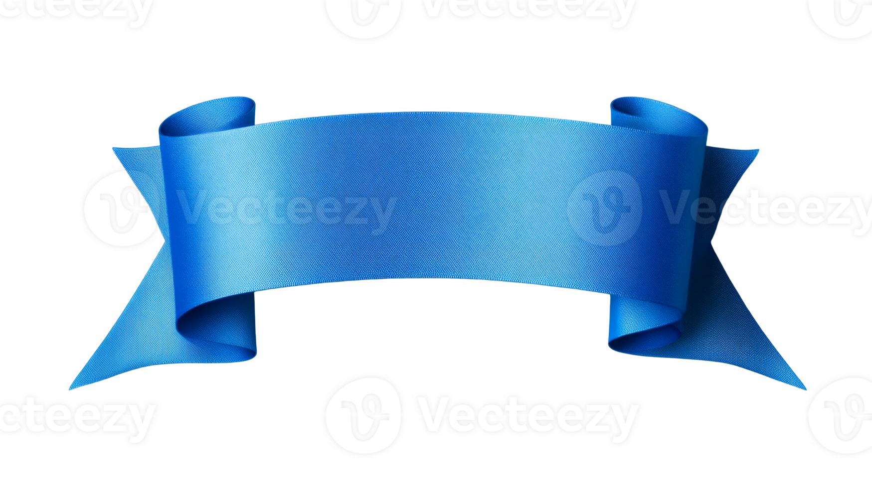Ribbon banner in blue, elegant design element, cut out transparent png