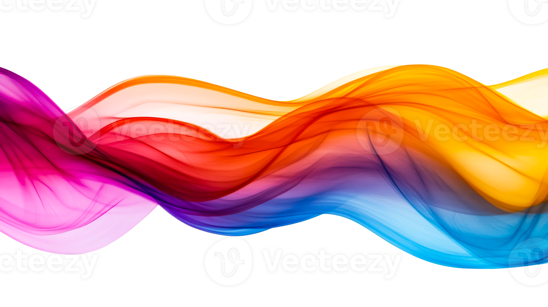 Colorful wave pattern with smooth gradients on black background, cut out transparent png
