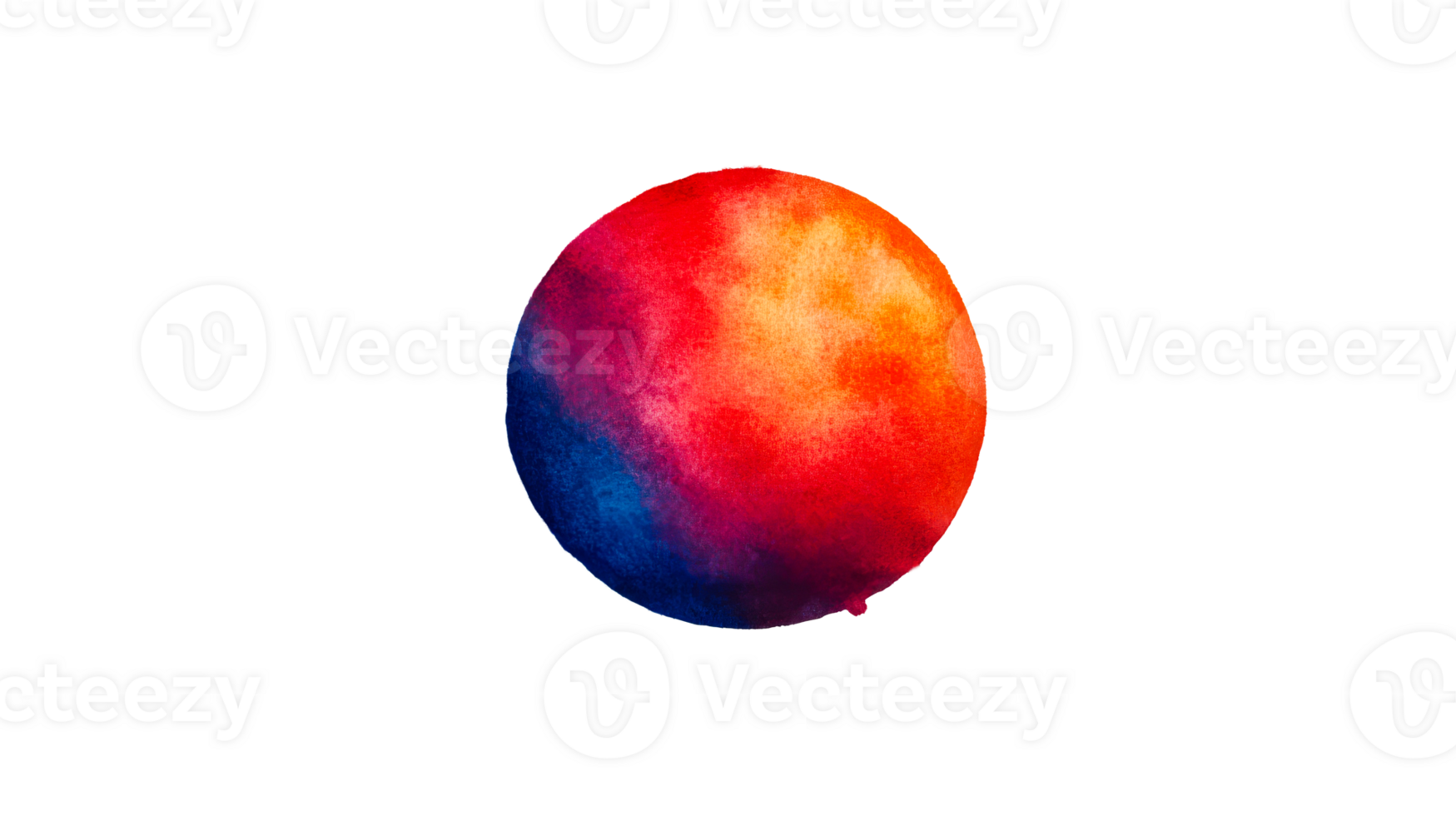 Colorful sphere watercolor painting with smooth transitions, cut out transparent png