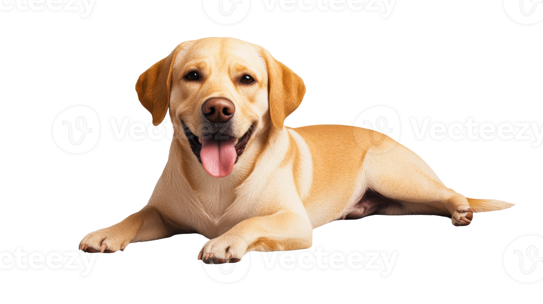 Happy Labrador Retriever Lying Down with Tongue Out, cut out transparent png