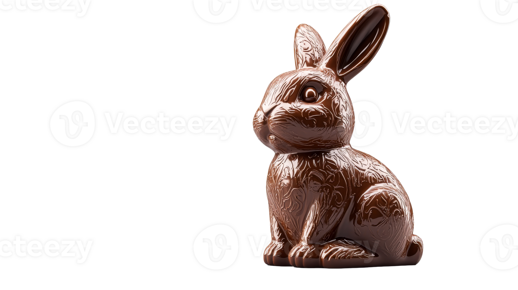 Shiny chocolate Easter bunny decoration, cut out transparent png