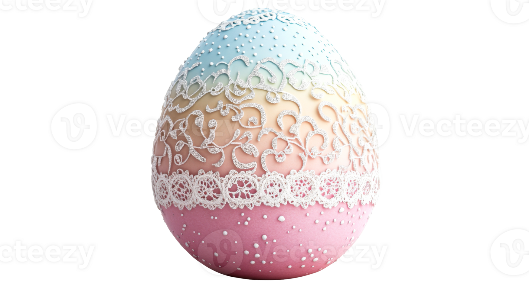 Ornate pastel Easter egg with lace pattern, cut out transparent png