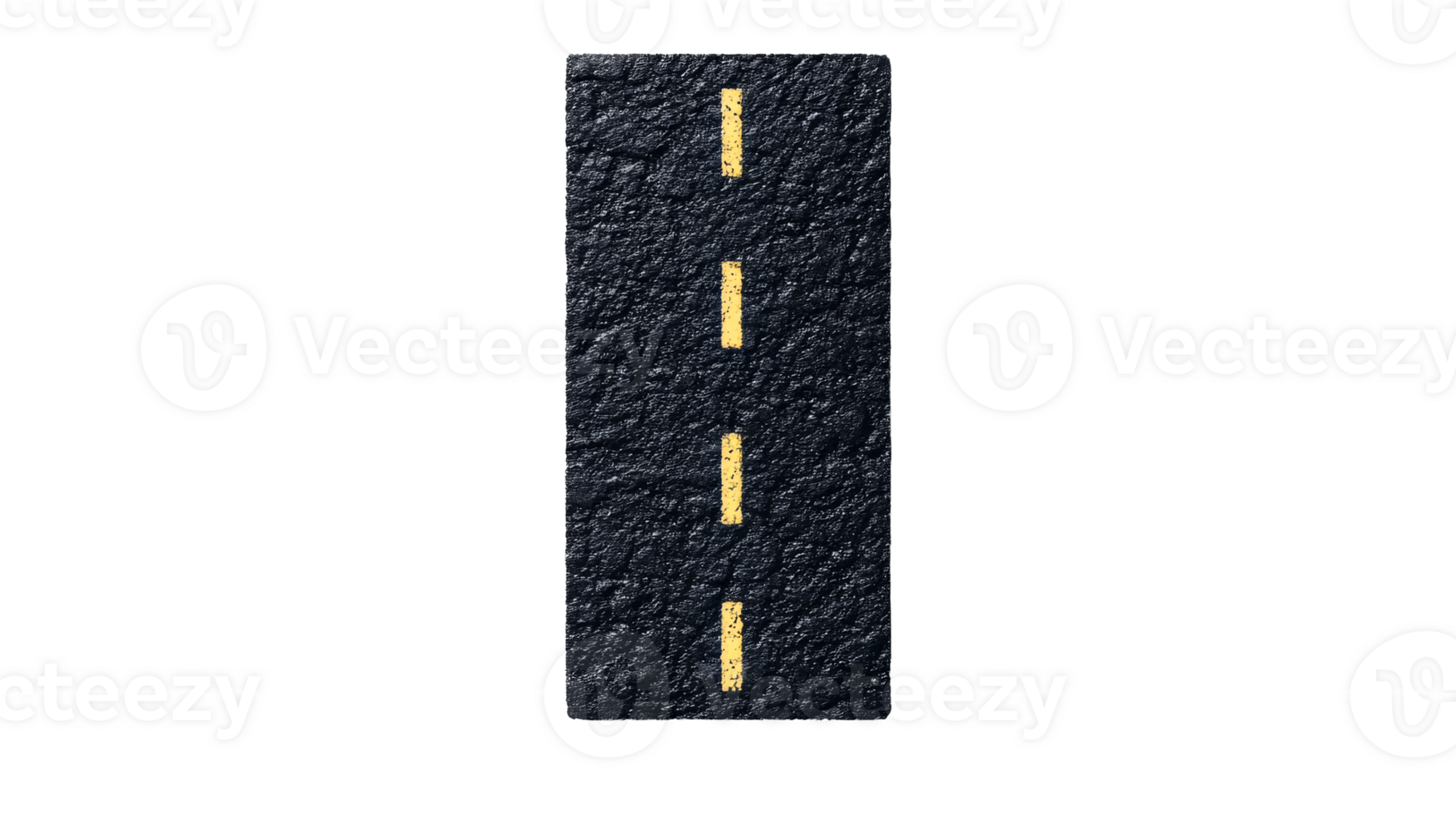 Asphalt road texture with lines, cut out transparent png