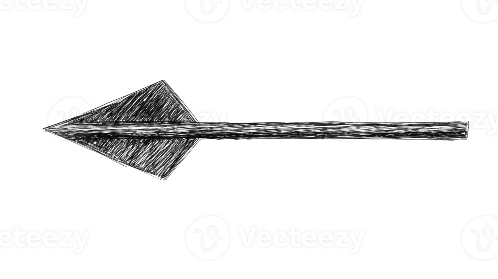Hand drawn arrow points left in sketchy design , cut out transparent png