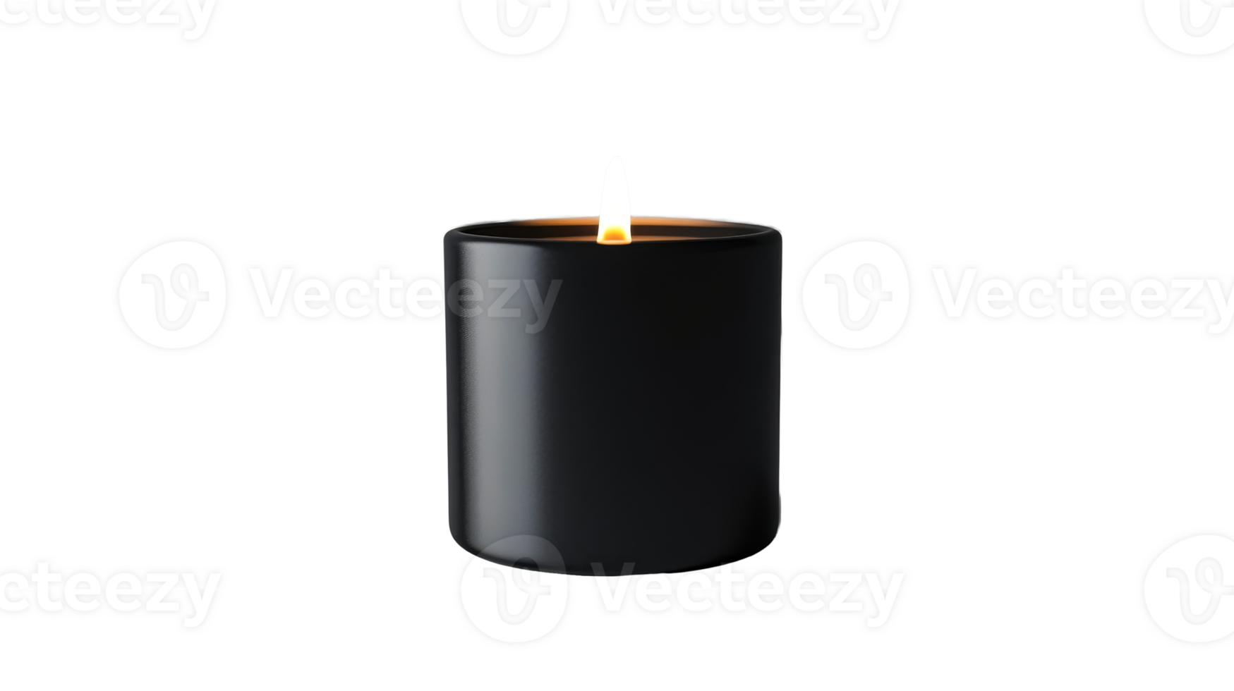 Lit Black Candle on Black Background, cut out transparent png