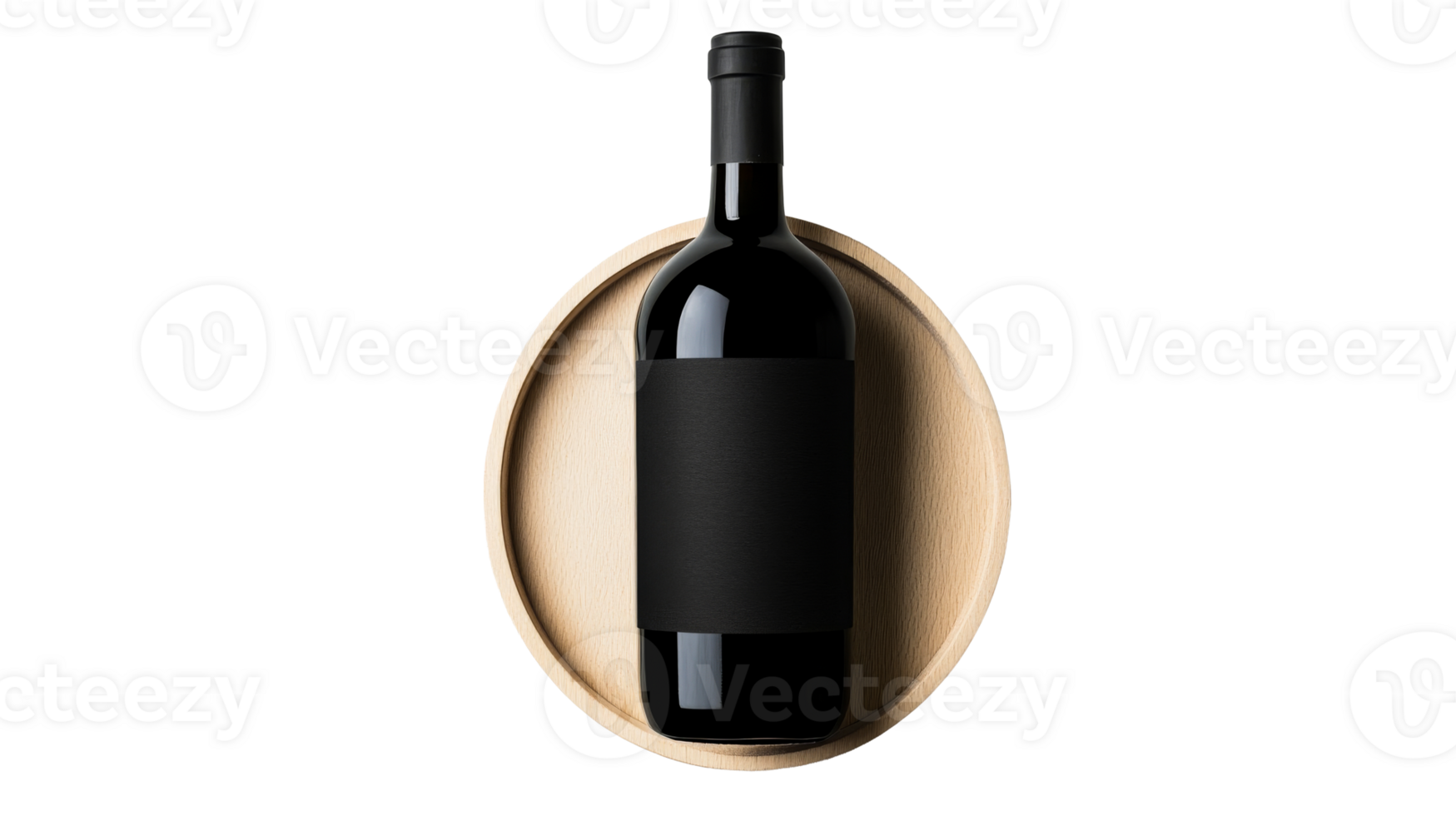 Minimalistic presentation of a bottle of red wine, cut out transparent png