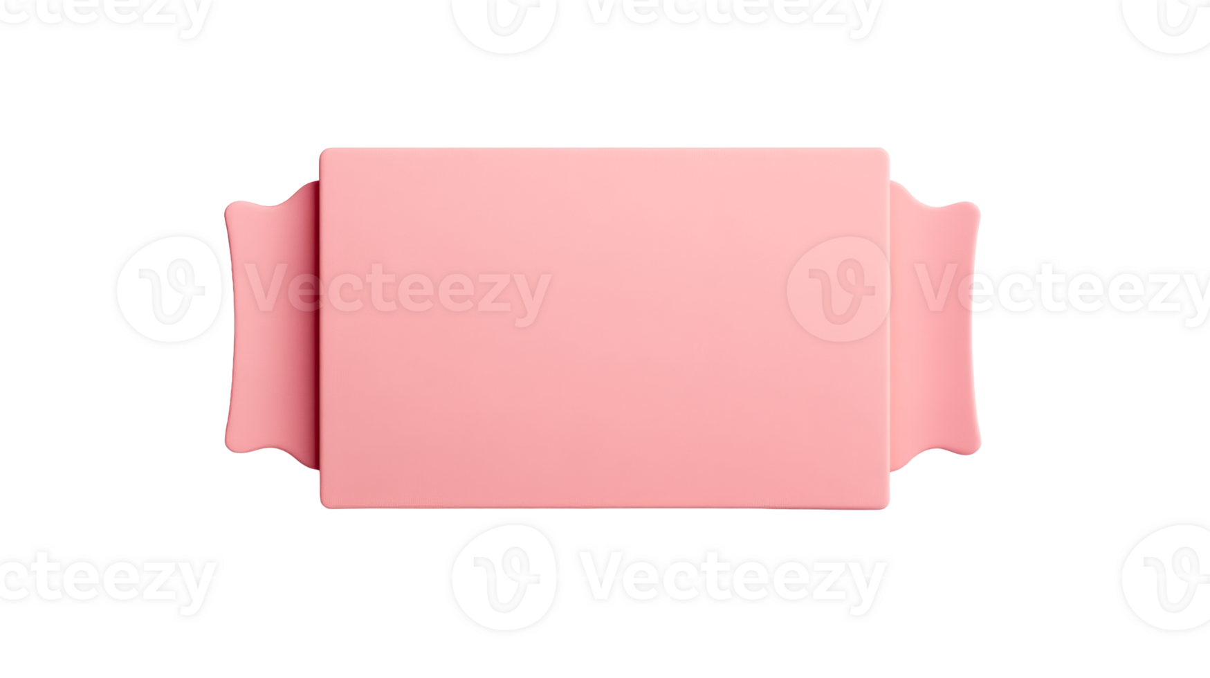 Pink rectangular tray with handles on black background, cut out transparent png