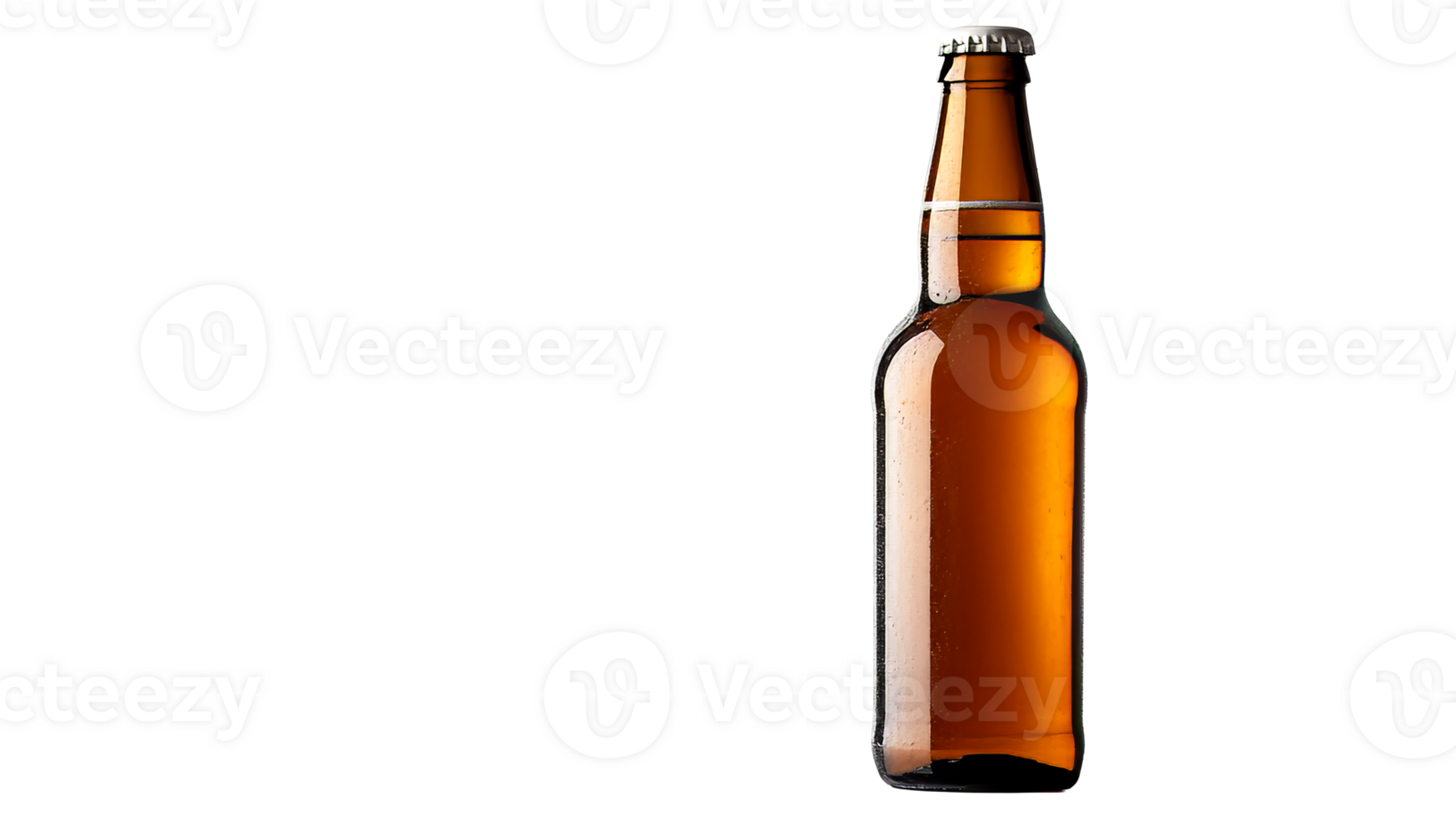 Beer bottle with drink inside, alcohol beverage studio, cut out transparent png