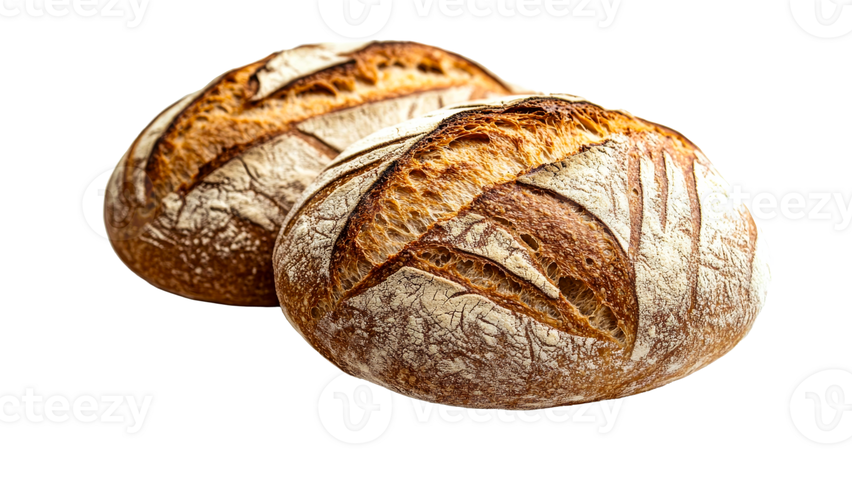Two rustic loaves, golden crust, bakery, sourdough bread, culinary, cut out transparent png
