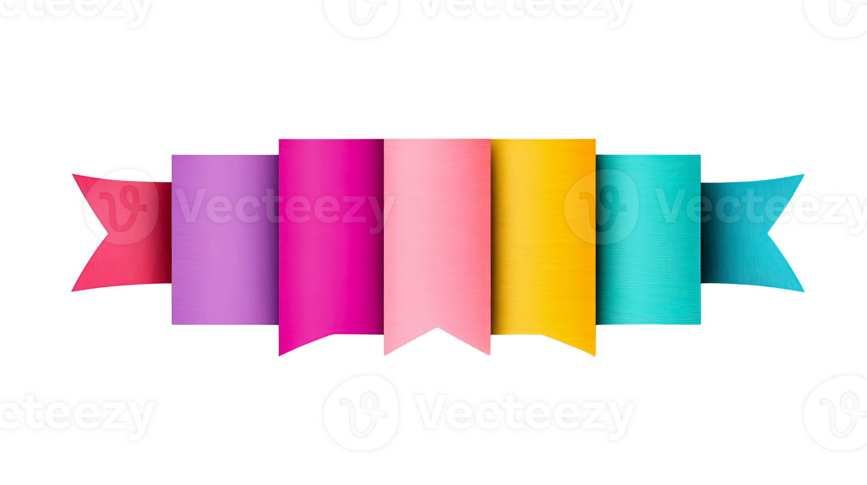 Colorful ribbons set in vibrant hues, design element, cut out transparent png