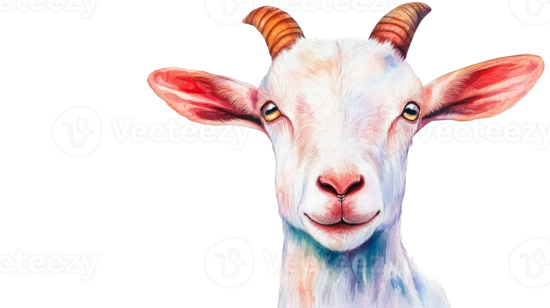 Goat's artistic portrait with black background, detailed, cut out transparent png