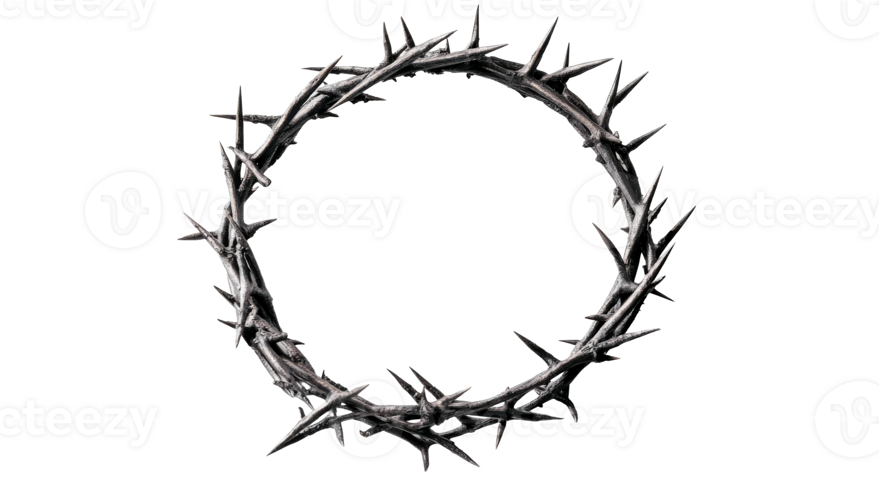 Crown of thorns, religious symbol in detail, dark background, cut out transparent png