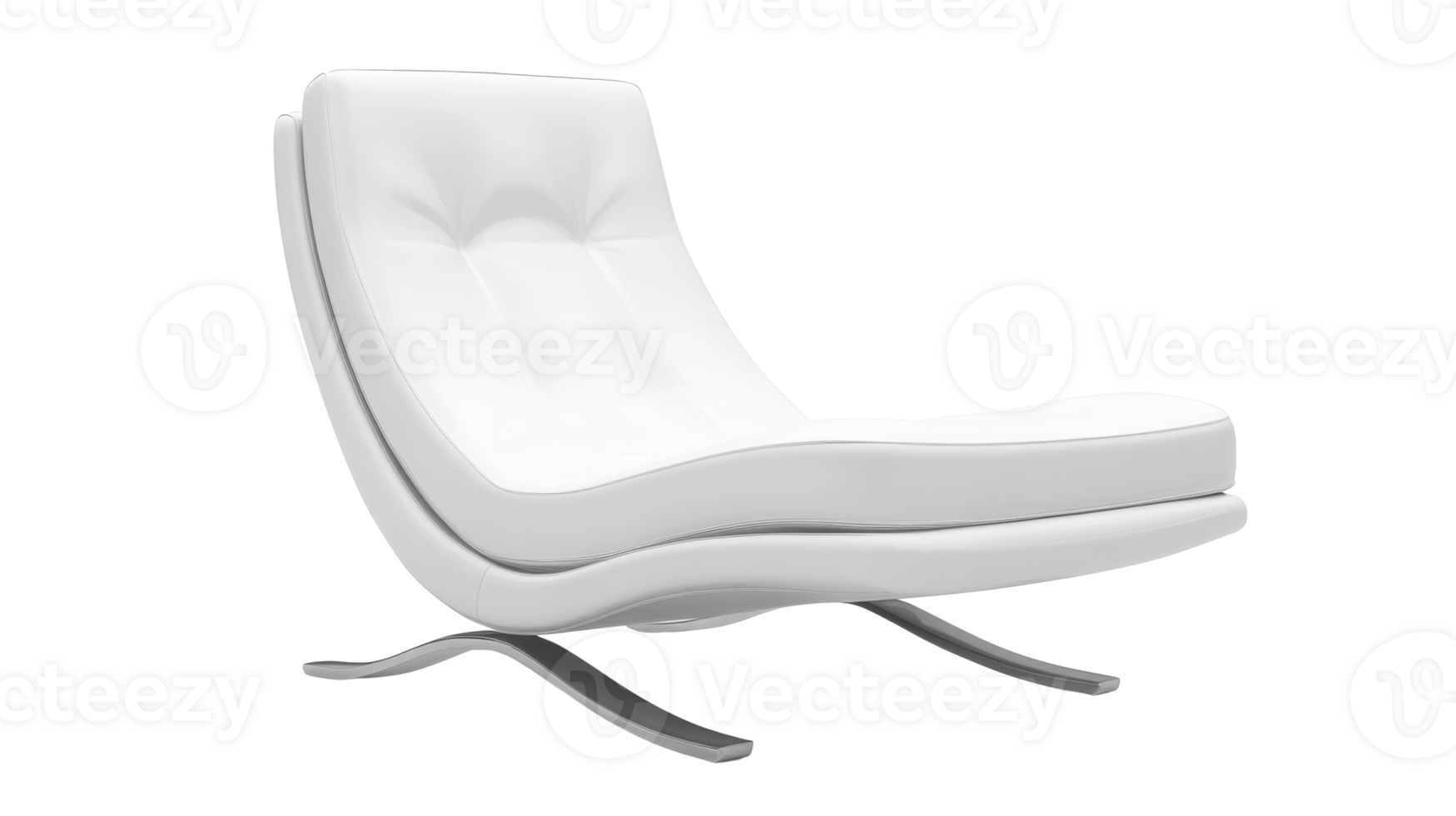White Leather Lounge Chair Isolated Rendering, Cut Out Transparent png