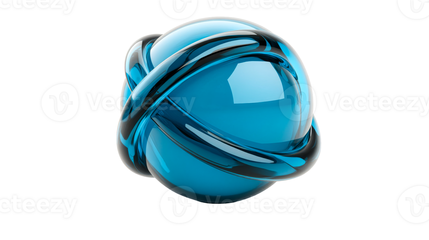 Abstract sphere with bands glossy, elegant 3D design element, cut out transparent png