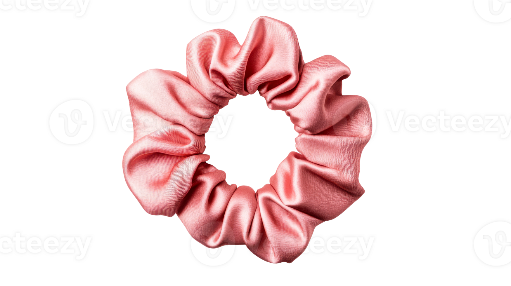 Pink satin scrunchie for hair, elegant and luxurious accessory, cut out transparent png