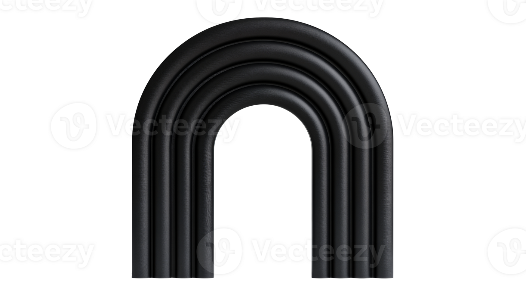Isolated arched black frame structure, cutout transparent png