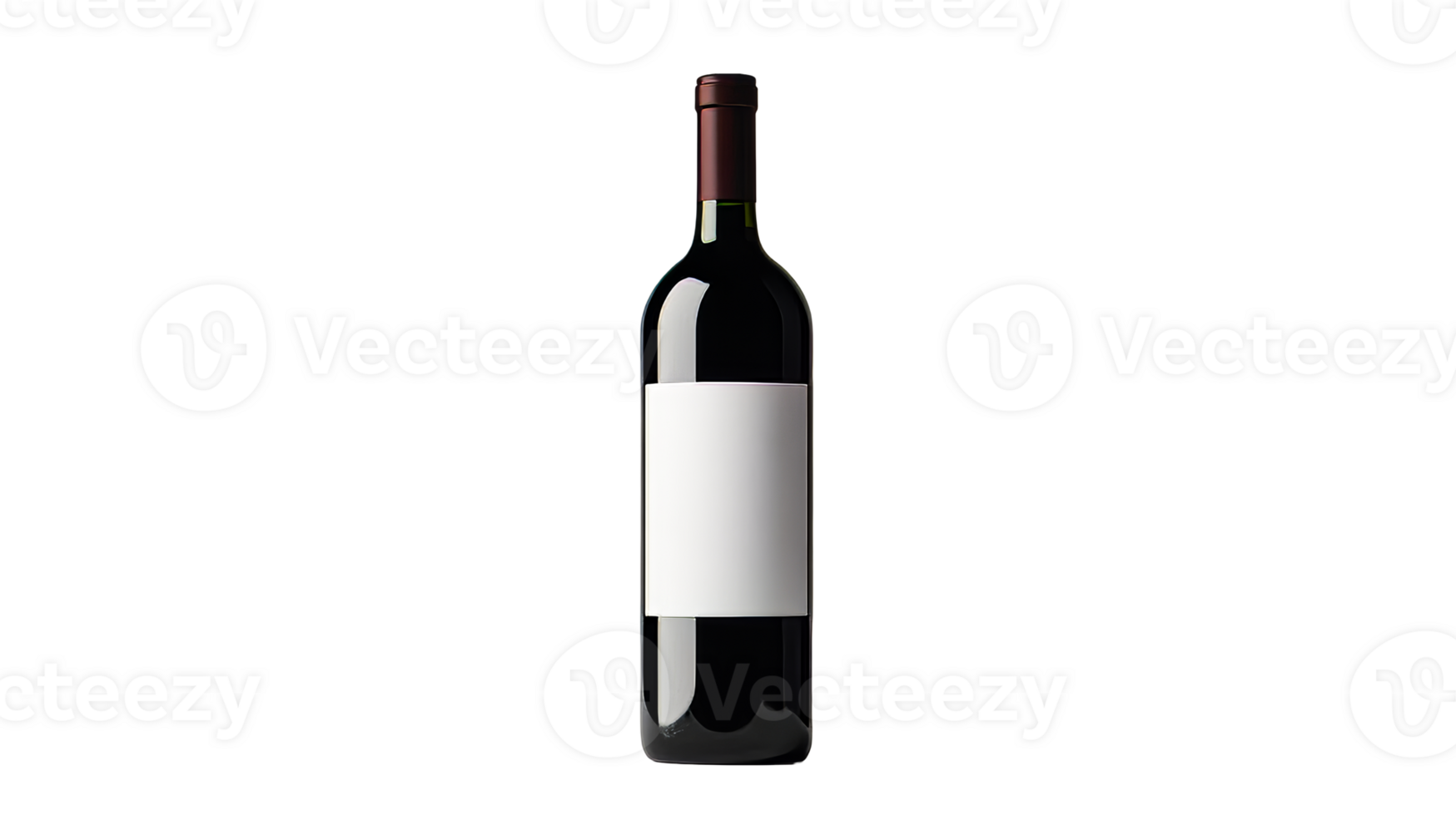 Red wine bottle with blank label, marketing concept, cut out transparent png