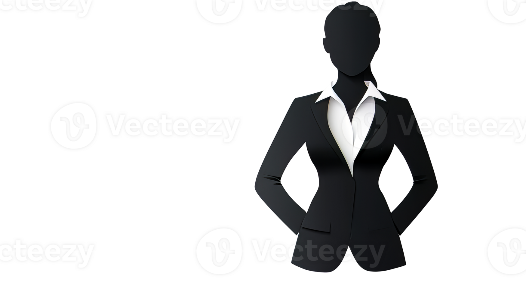 Confident business woman silhouette in suit, cut out transparent png