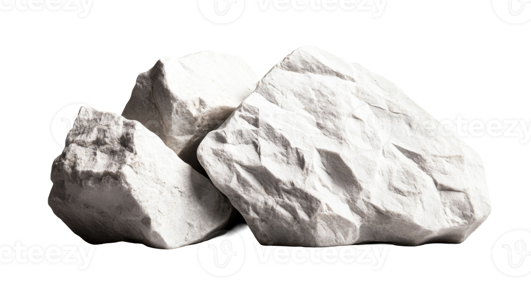 Three white stones on a dark backdrop, cut out transparent png
