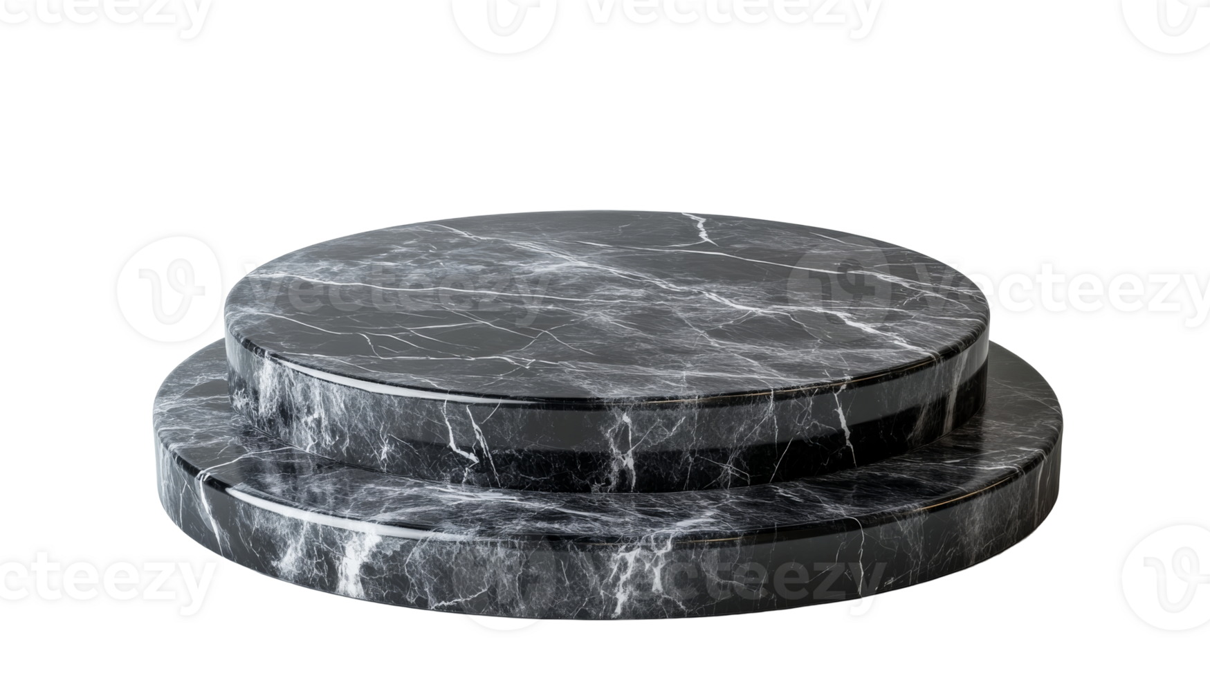Two-tiered marble podium stand display, cut out transparent png