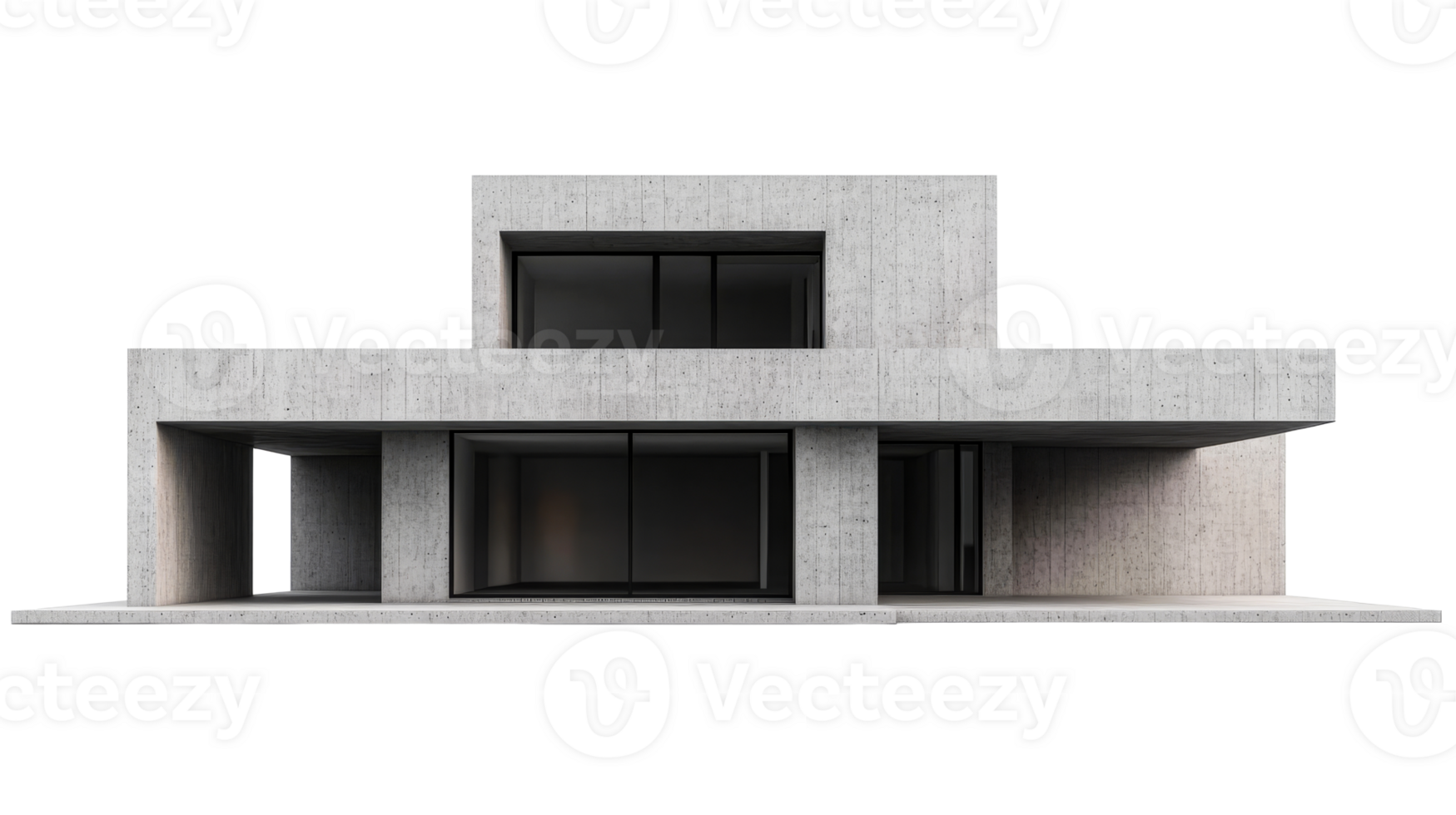 Modern concrete house minimalist design, cut out transparent png