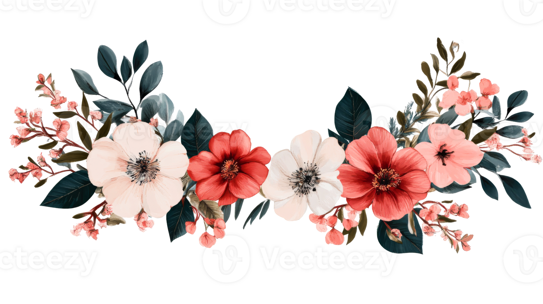 Flower arrangement with pink and white flowers, cut out transparent png