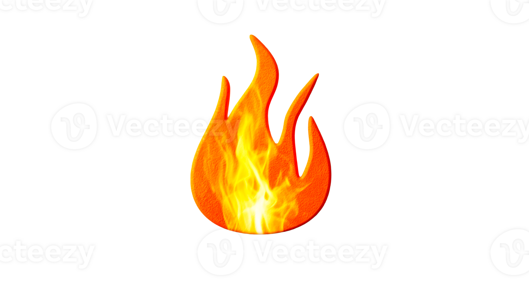 Flame symbol with orange edge and fire design, cut out transparent png