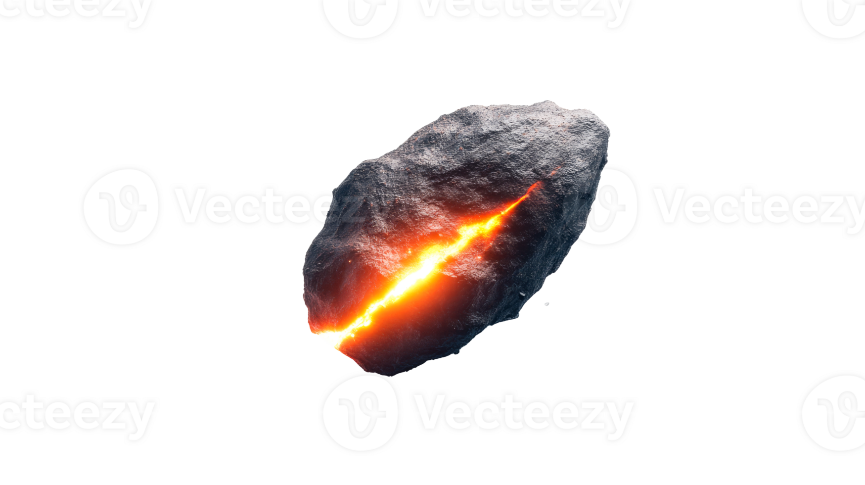 Volcanic Rock Fragment with Bright Crack, Cut Out Transparent png
